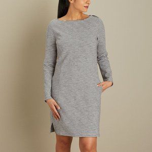 Duluth Trading Company Ponte Pro Dress Gray Black Stripe Pockets Size Large